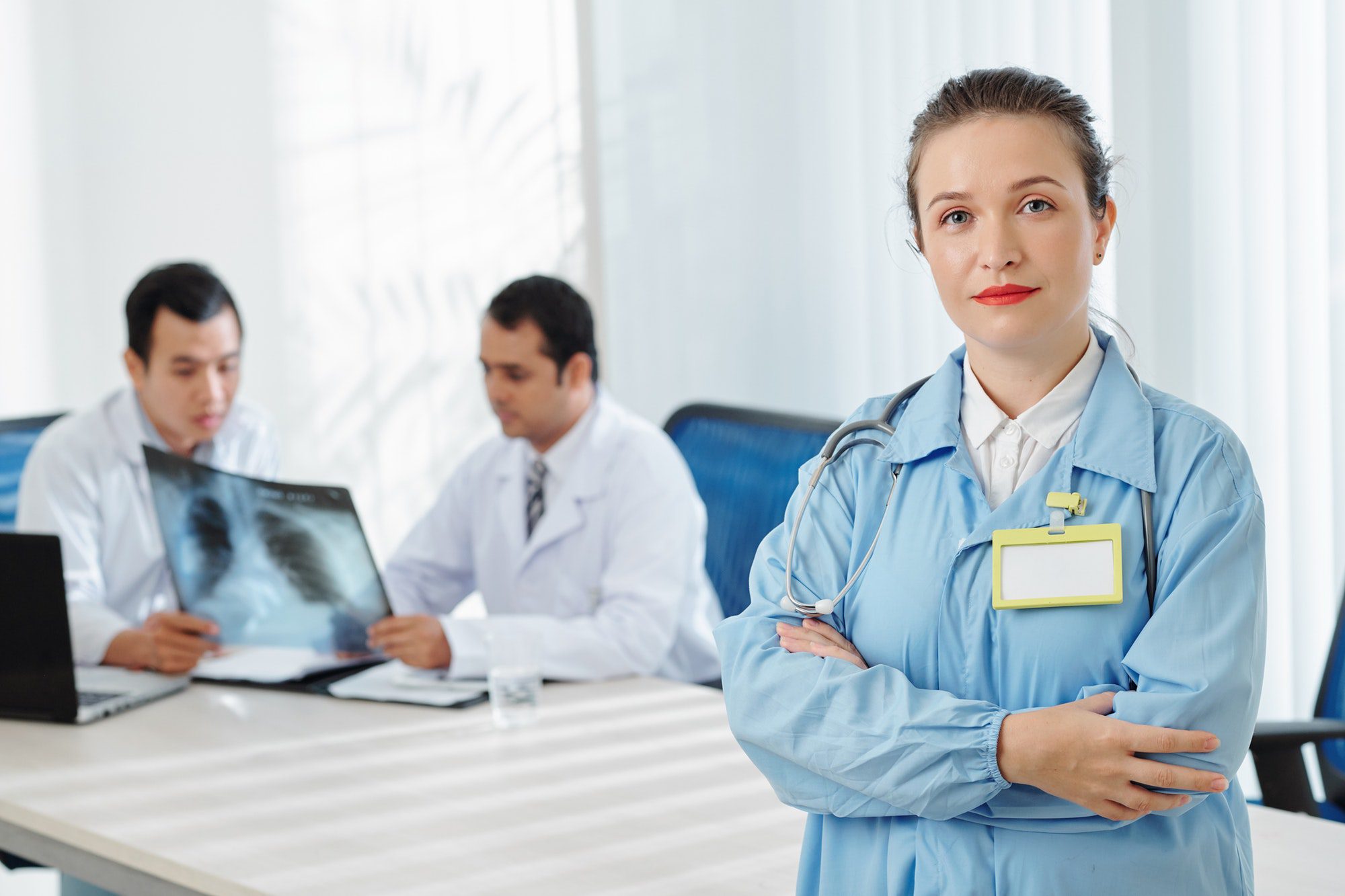 Confident female physician