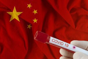 Blood sample with COVID-19 Coronavirus chinese infection of the China with test in medical exam